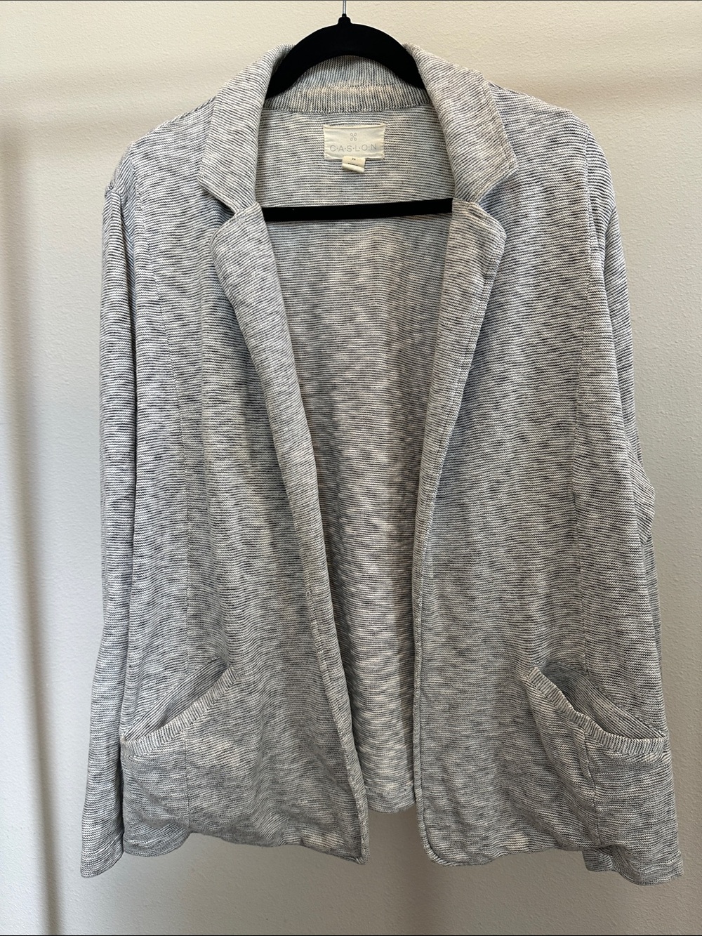 Caslon Light Gray Open Front Knit Cardigan Blazer